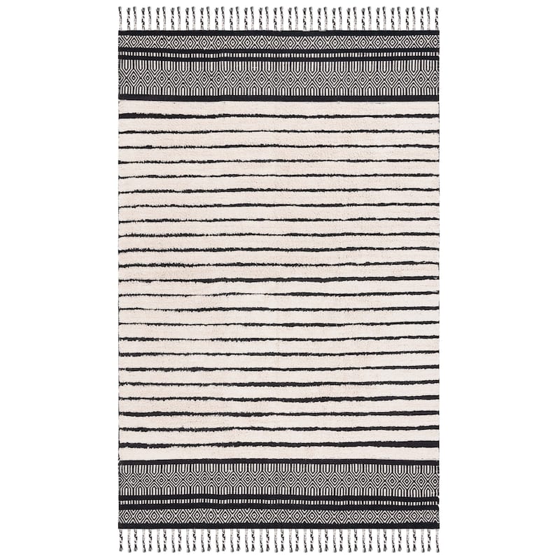 SAFAVIEH Handmade Kilim Roxani Yosra Transitional Cotton Rug - 4' x 6' - Ivory/Black