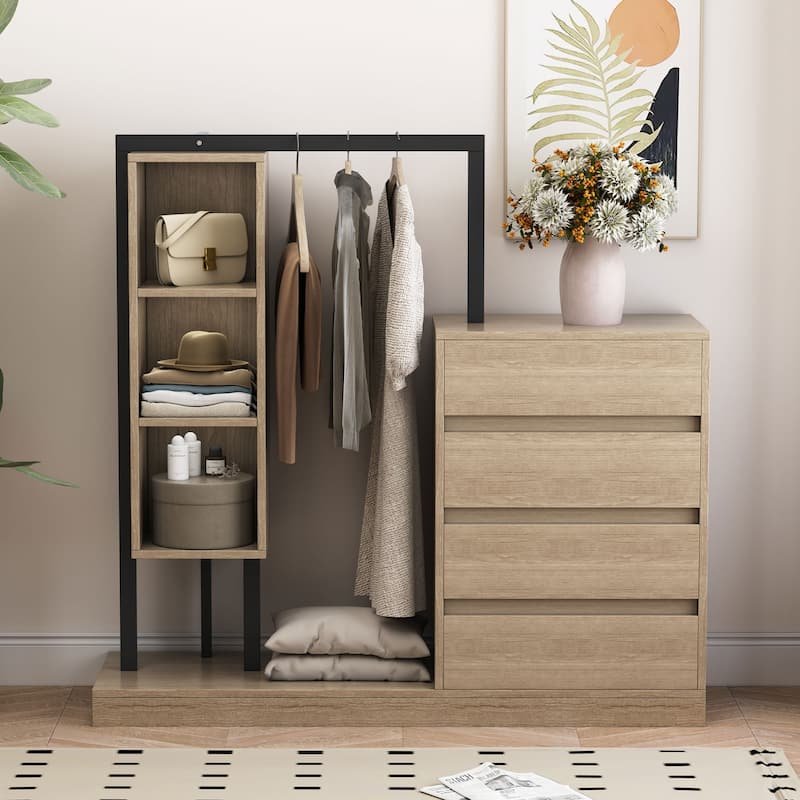 Wardrobe with 4 Drawers and 3 Shelves