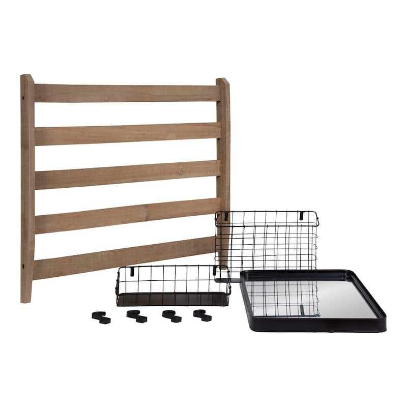 Kate and Laurel Tanner Wall Organizer with Mirror and Hooks