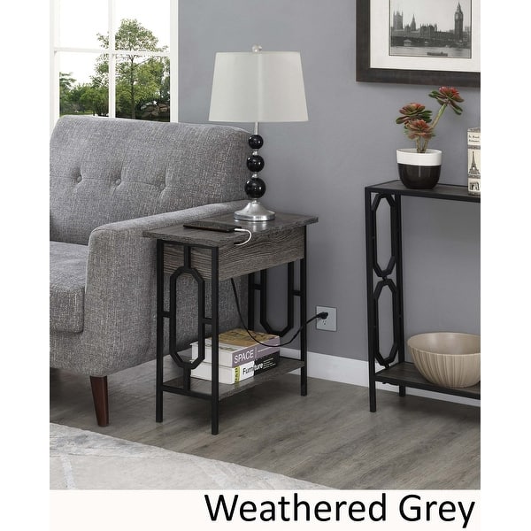 Convenience Concepts Omega Flip Top End Table with Charging Station and