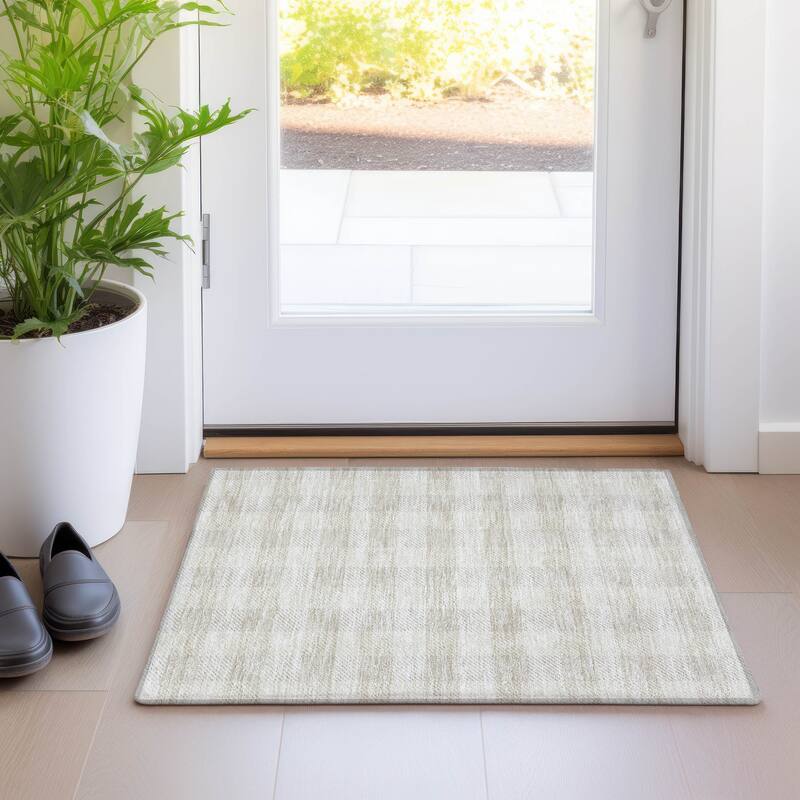 Premium Washable Super Soft Plaid Mayfield Rug - Ivory - 1'8" x 2'6"