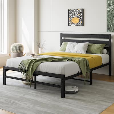 Full Size Platform Bed Frame with Headboard, No Box Spring Needed