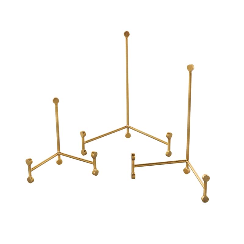 Metal Fixed Easel with Ball Accents - Set of 3 Gold - Roche River Decor - 7"W x 10"L x 12"H
