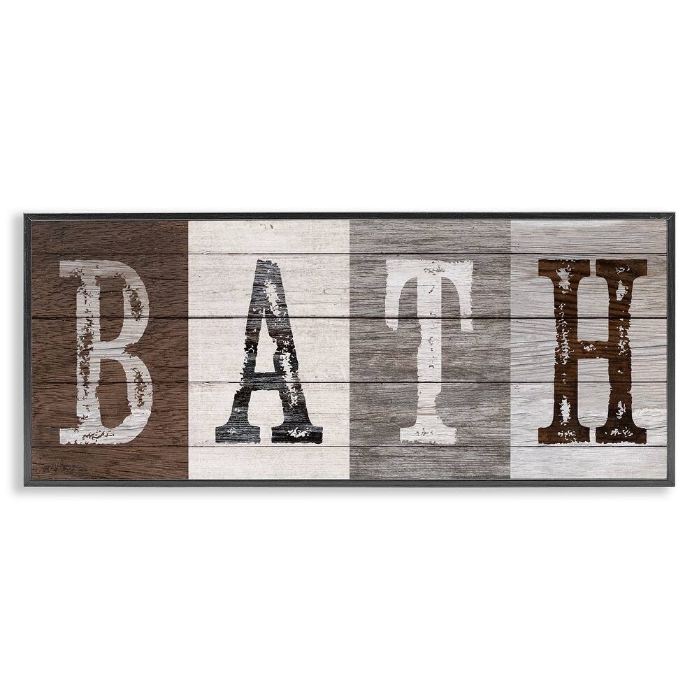 Stupell Rustic Bath Letters Framed Giclee Art Design By Susan Arnot