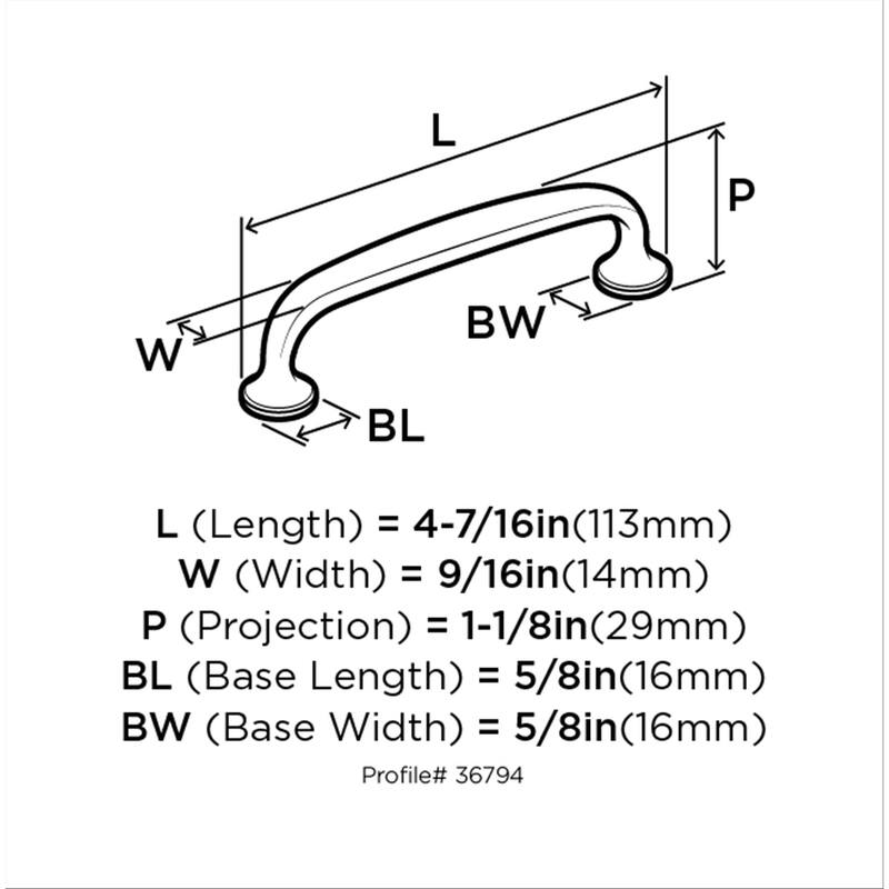 Renown 3-3/4 in (96 mm) Center-to-Center Oil Rubbed Bronze Cabinet Pull - 3.75