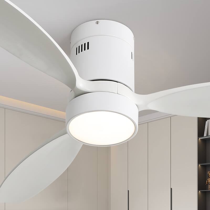 Sofucor 52 Inch Noiseless Flush Mount Ceiling Fan with Remote/Smart App Control,Dimmable Lights Optional,Reversible Motor