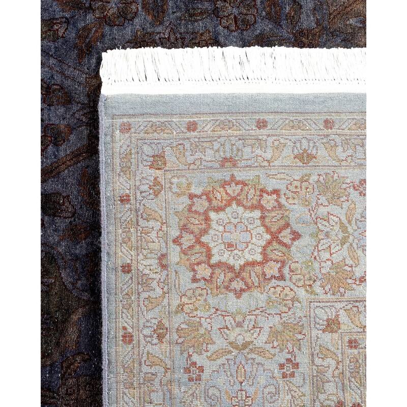 Overton Hand Knotted Wool Vintage Inspired Modern Contemporary Overdyed Gray Area Rug - 6' 3" x 12' 2"