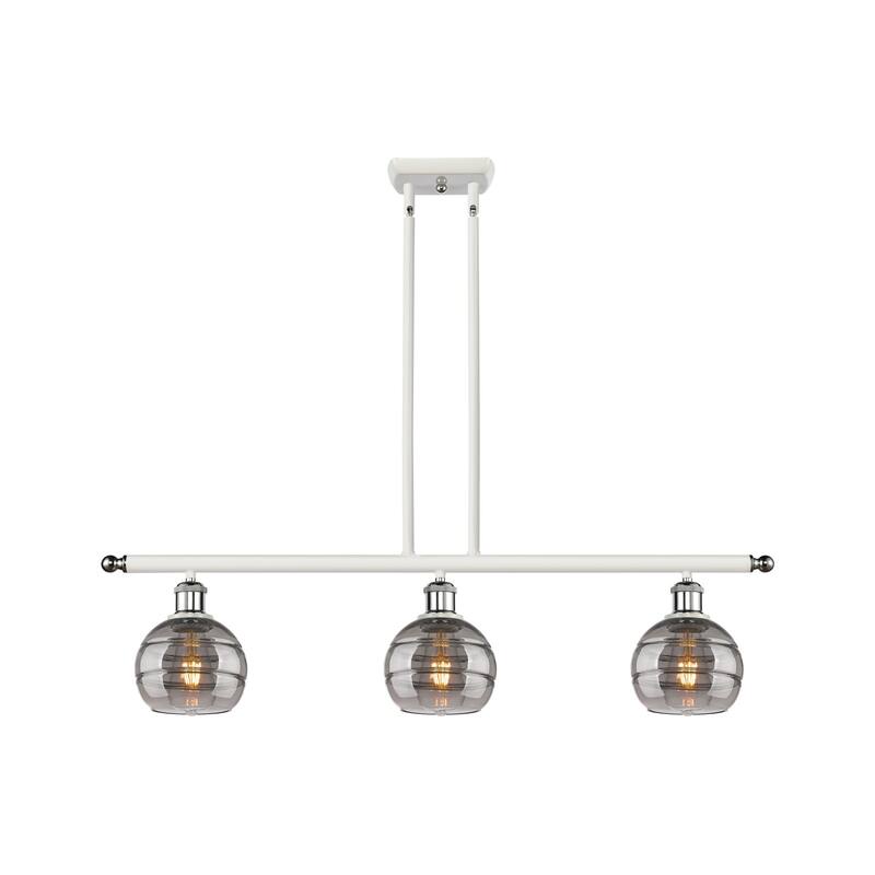 Innovations Lighting 516-3I-8-36 Rochester Linear Rochester 3 Light - White Polished Chrome / Smoked