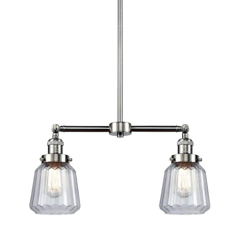 Innovations Lighting Chatham 2 Light 21" Wide Linear Chandelier - Brushed Satin Nickel / Clear