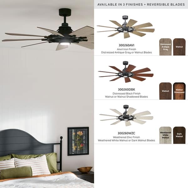 Kichler Lighting Gentry 60 inch Integrated LED Indoor Distressed Black