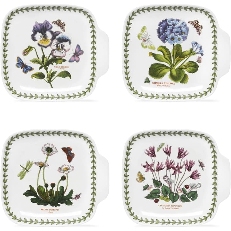 Portmeirion Set of 4 Botanic Garden Canape Dishes - 7.25 in