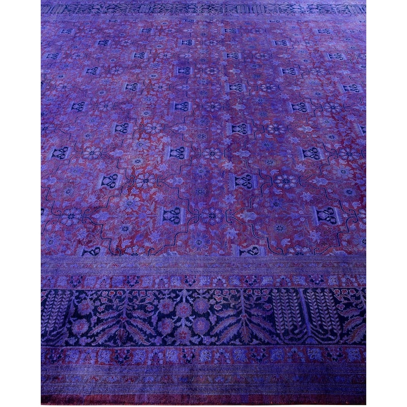 Overton Handknotted Wool Vintage Inspired Contemporary Overdyed Orange Area Rug - 13' 8" x 9' 2"