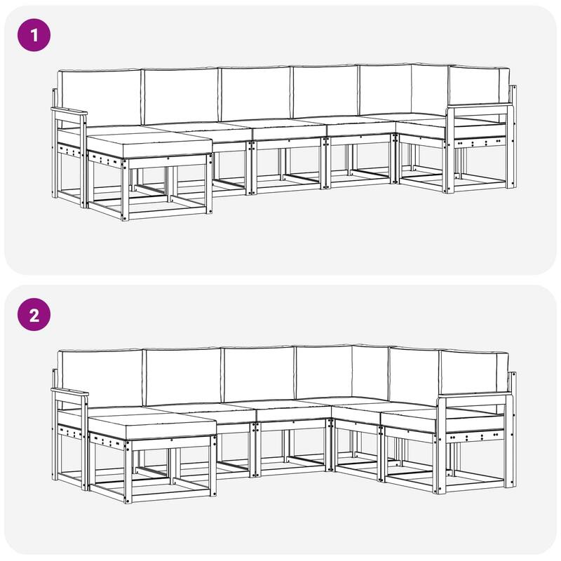 vidaXL Outdoor Sofa Set with Cushion 7 pcs Natural and Anthracite