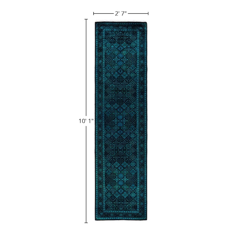 Overdyed One-of-a-Kind Hand-Knotted Area Rug - Black - 2' 7" x 10' 1"