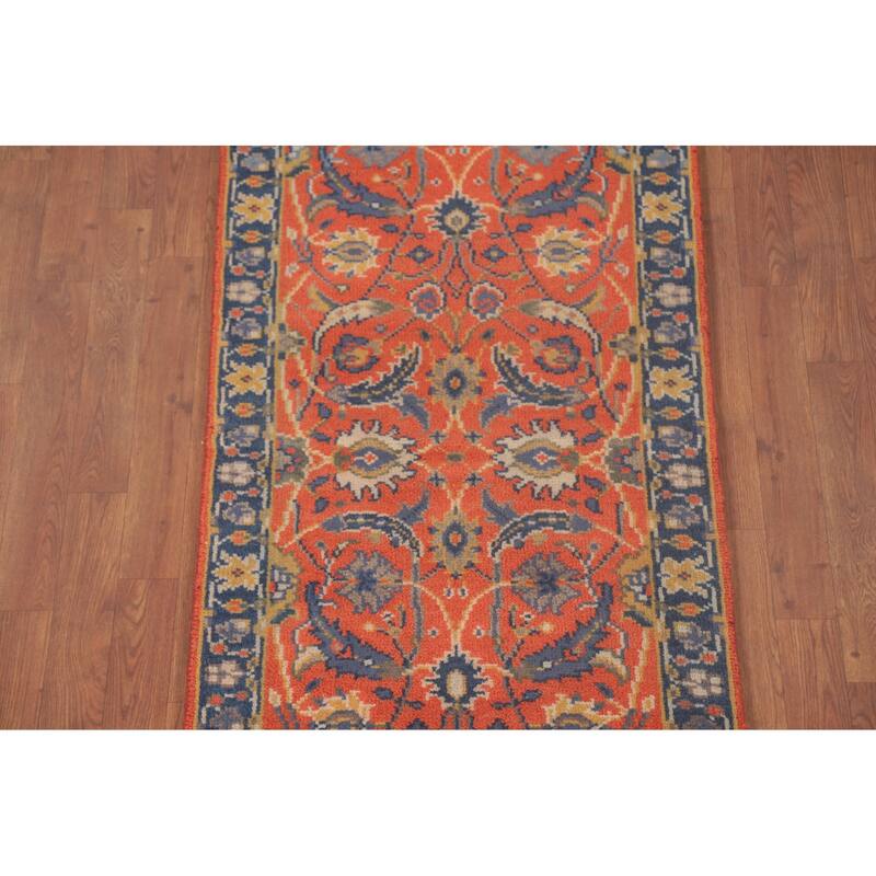 All-Over Floral Heriz-Serapi Oriental Runner Rug Wool Carpet - 2'6"x 7'11"