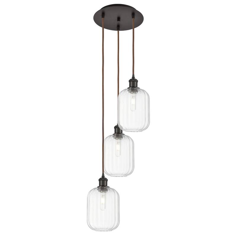 Innovations Lighting Endless Possibilities Ballston - Preston - 3 Light 13" Jar Shade Cord Hung Multi Pendant - Clear/Oil Rubbed Bronze