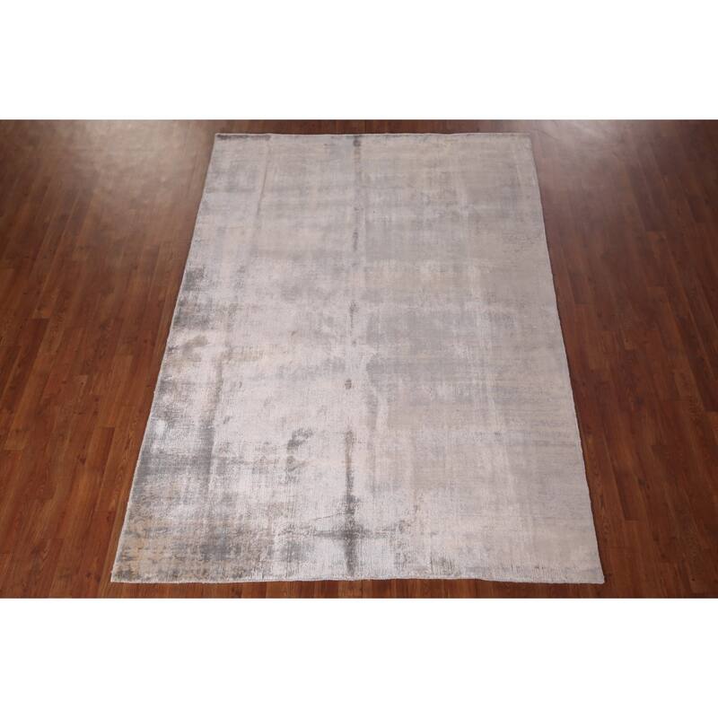 Abstract Indian Area Rug Hand-Knotted Wool Carpet - 5'8"x 7'10"