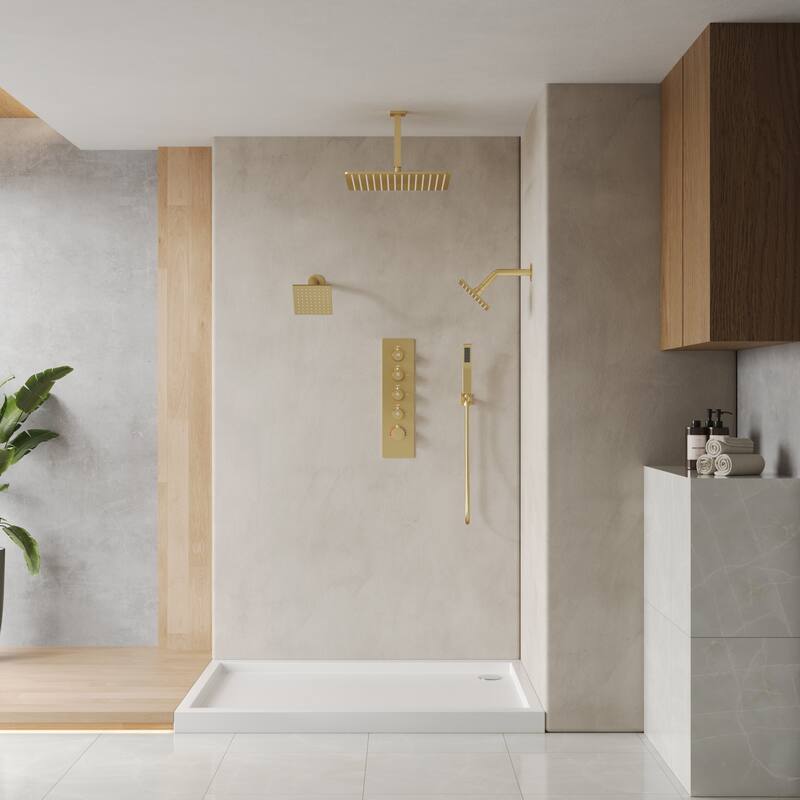 15-Spray Patterns Thermostatic Shower System, Shower Faucet Set 16" & 6" Triple Shower Heads (Valve Included)