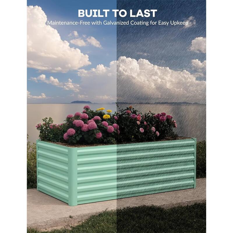 Galvanized Raised Garden Bed, Deep Root Planter Box for Vegetables, Flowers