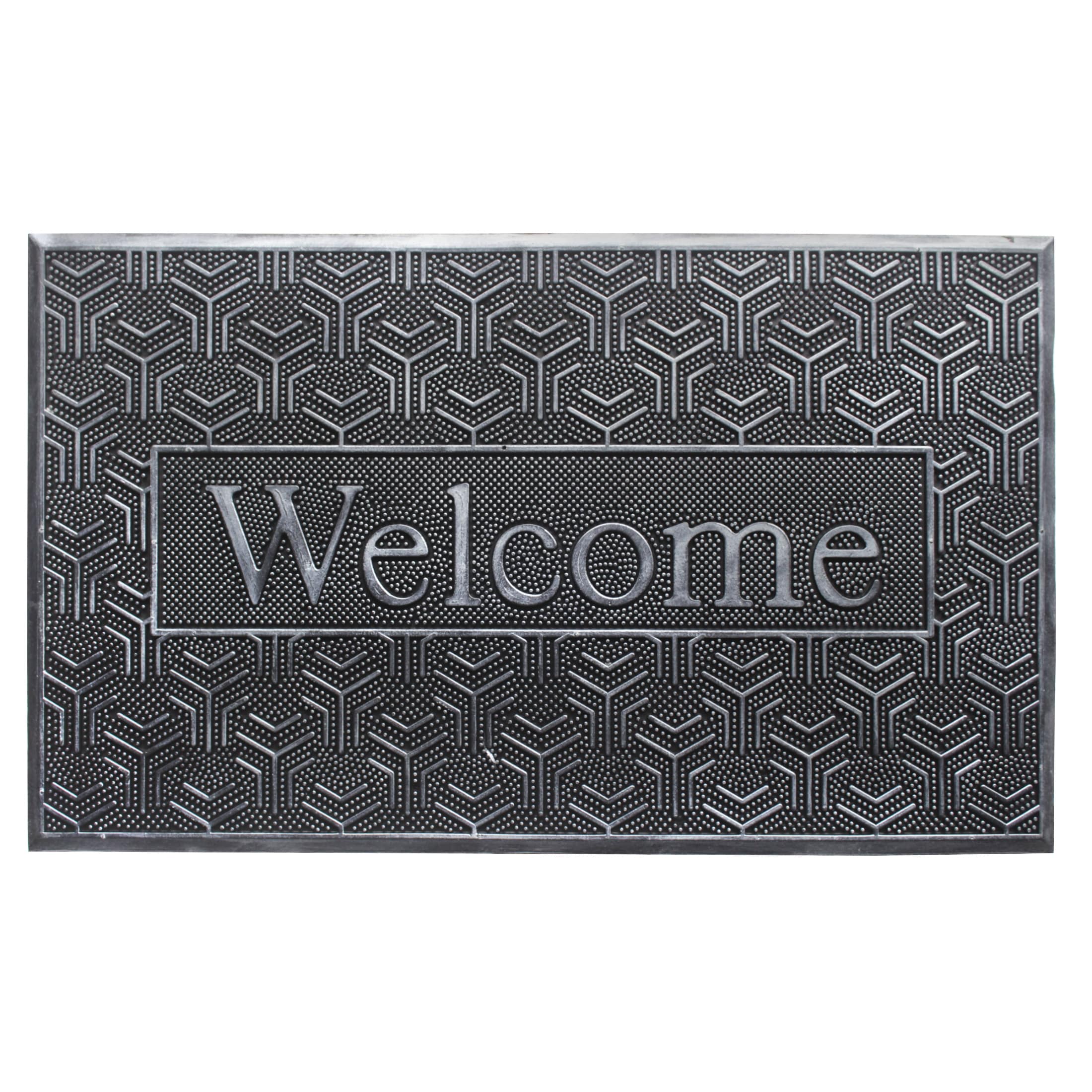 RugSmith Silver Moulded Welcome Geometric Pattern Doormat, 18 display picture 1