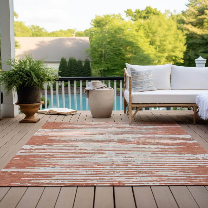 Machine Washable Indoor/ Outdoor Chantille Abstract Ombre Rug