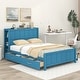 preview thumbnail 10 of 24, Full Size Platform Bed with Drawers and Storage Shelves Blue
