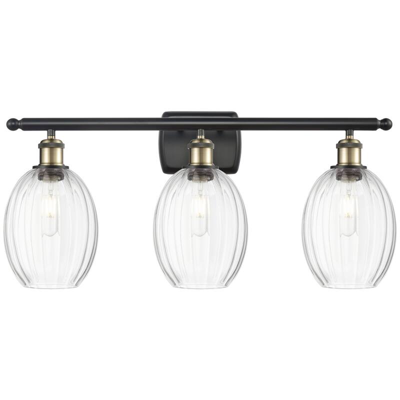 Innovations Lighting Endless Possibilities Ballston - Preston - 3 Light 26" Bulb Shade Bath Vanity Light - Clear/Black Antique Brass