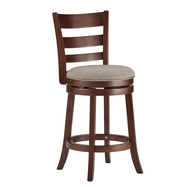 Verona Ladder Back Swivel Counter Height Stool by iNSPIRE Q Classic - Cherry-Grey Linen