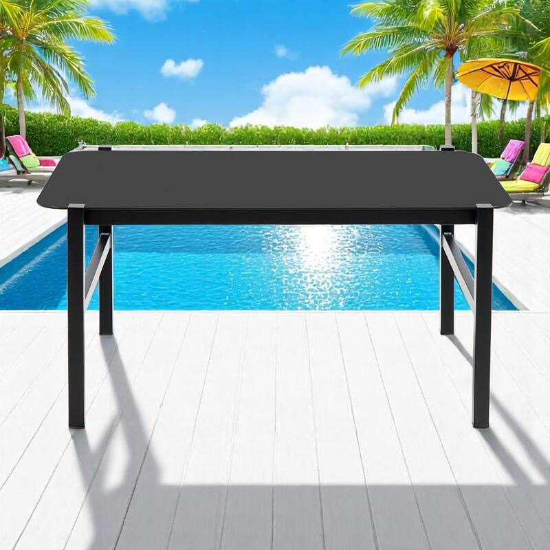 Modular Multi-Person Outdoor Sofa Set with Tempered Glass Table - Ideal for Garden, Backyard, and Balcony