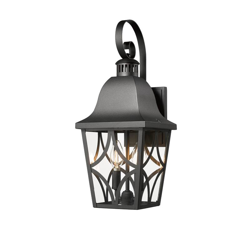 Anmytek Black Outdoor Wall Lantern Weatherproof Coastal Farmhouse Porch Light Clear Glass Exterior Lighting