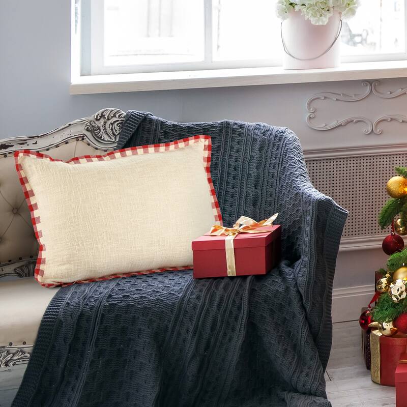 Sevita Buffalo Plaid Bordered Cotton Throw Pillow