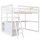 preview thumbnail 28 of 30, Full Size Loft Bed with Desk, Shelves, Two Built-in Drawers, Solid Pine Wood Frame, Guard Rails and Ladder, Grey