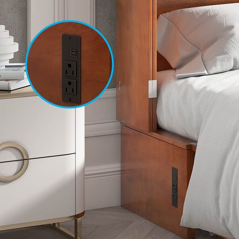 Mixoy Queen Murphy Bed Cabinet Bed Chest with Mattress,Drawers,USB Charging Station