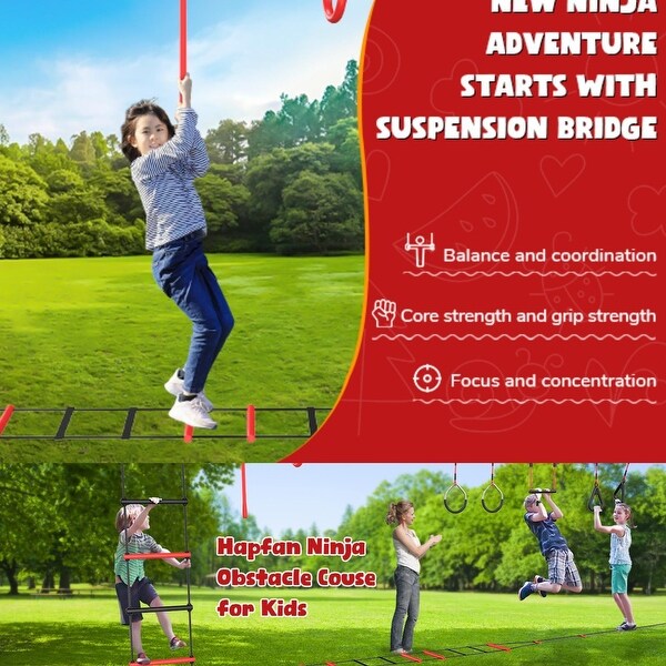 趣味+スポーツ+実用 THE GLIDE 50ft Ninja Warrior Obstacle Course for Kids with Ladder