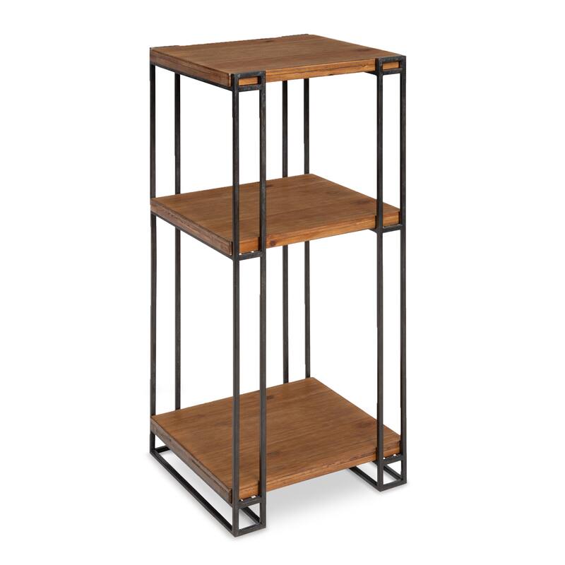 Kate and Laurel Lintz Wood and Metal Tea Table - 12x12x30 - 12x12x30 - Brown - Wood