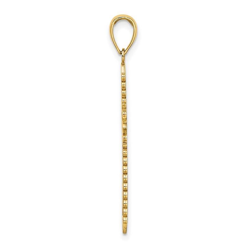Curata 14k Yellow Gold Lace Border Textured Cross Necklace 18mm x 36mm