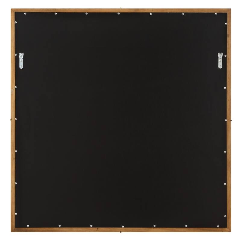 Solid Pine Wood Framed Beveled Square Wall Mirror - 40" - Antiqued Walnut Stain Finish