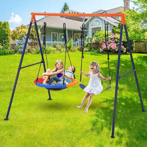 slide 2 of 7, 32" Saucer Swing with Stand for Kids Outdoor