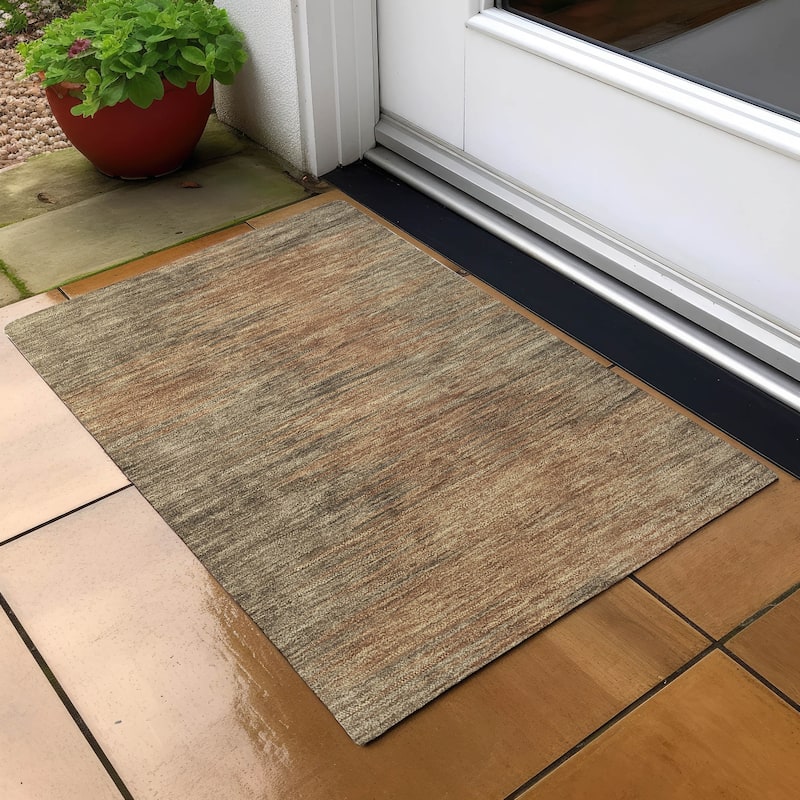 Machine Washable Indoor/ Outdoor Chantille Solid Ombre Rug - 1'8" x 2'6" - Terracotta