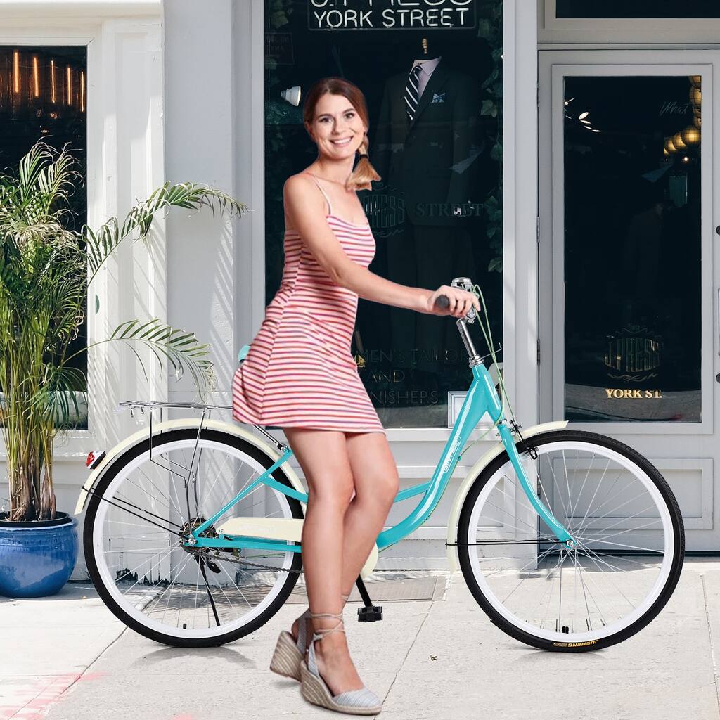 26-inch Wheels Single Speed Ladies Bike Princess Bicycle Elegant Retro Free Riding Outdoor Cycling Bicycle