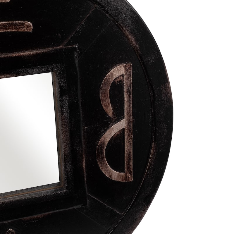 Carved Mirror, Brown 19.75"H - 19.75" x 1.5" x 19.75" - 20" x 2" x 20"
