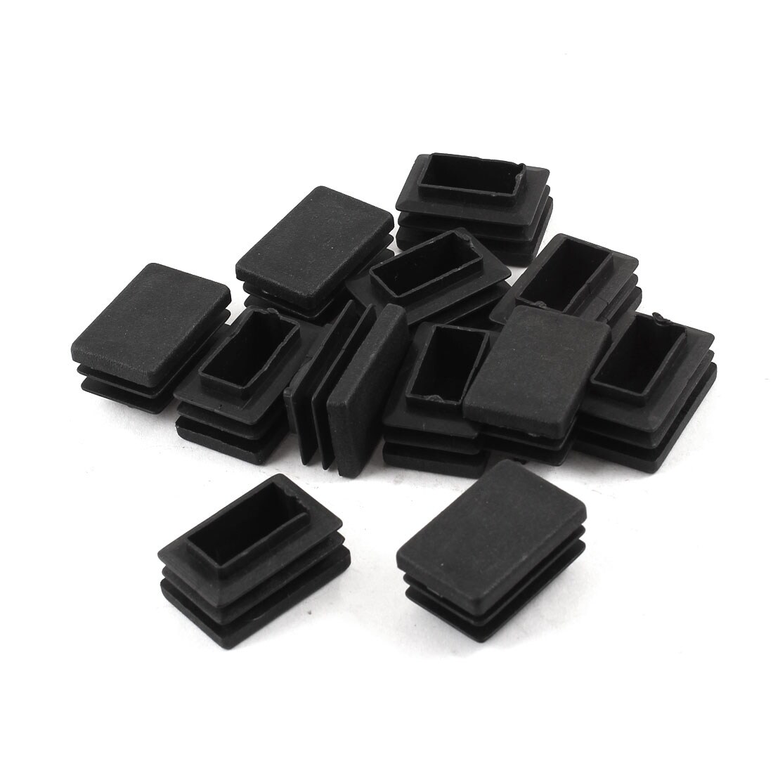 4 x Black Plastic Blanking End Tube Caps Inserts Plug Bung Rectangle 30mm x 15mm