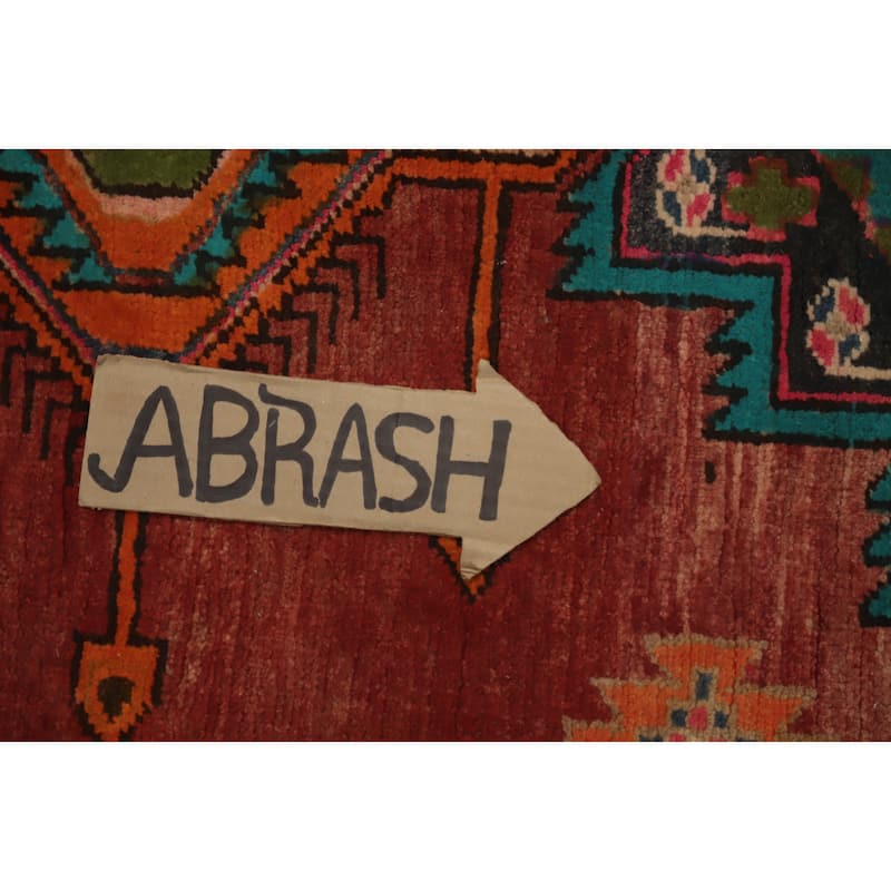 Hand Knotted Oriental 100% Wool Carpet Traditional Geometric Oranges & Rust Ardebil Runner Rug - 10' 2'' X 3' 9''