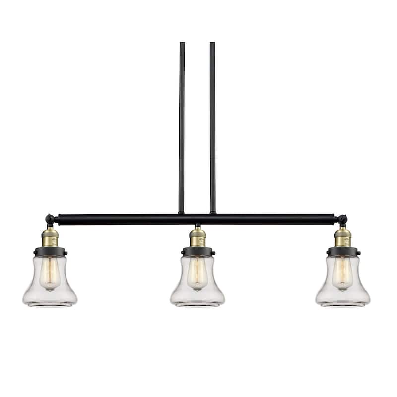 Innovations Lighting Bellmont 3 Light 39" Wide Linear Chandelier - Black / Antique Brass / Clear