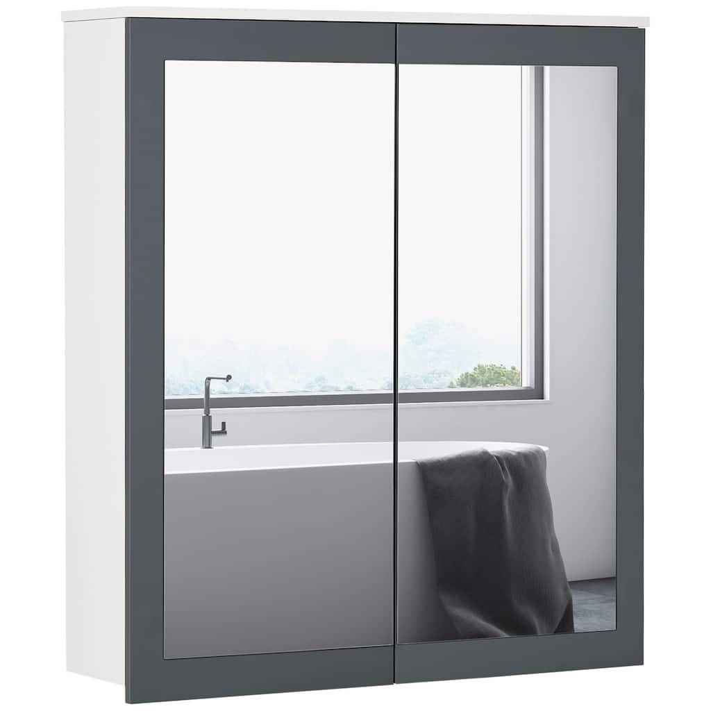 27"x30" Wall-Mounted Bathroom Medicine Cabinet with Mirror, Double Doors, Adjustable Shelves, and Storage Space - 6.8X27.3 in