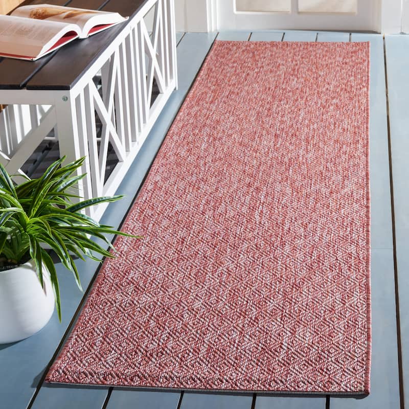 SAFAVIEH Courtyard Lumturie Indoor/Outdoor Waterproof Patio Rug - 2'3" x 12' Runner - Red/Red