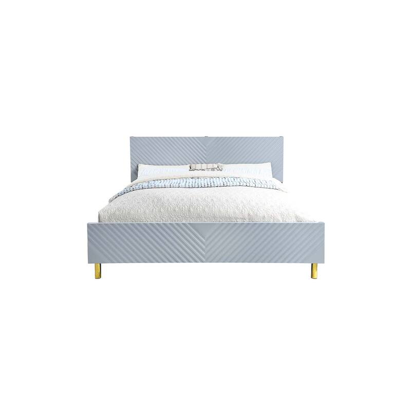 QUEEN Bed with High Gloss Finish - Modern Gray Bedroom Furniture - Island Oasis
