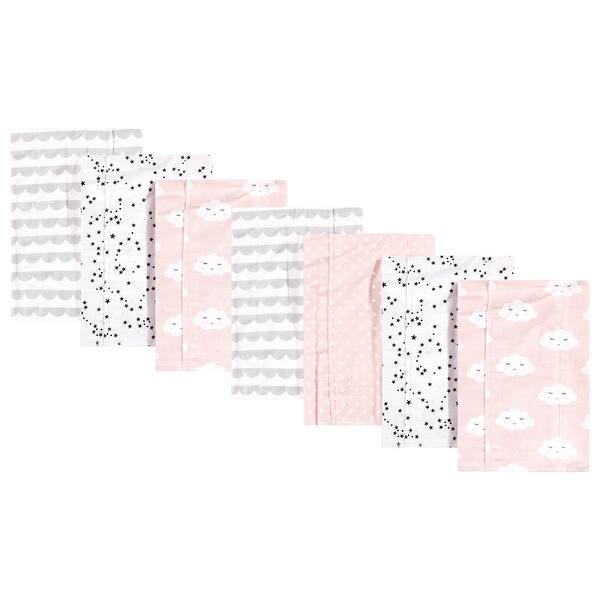 slide 1 of 1, Hudson Baby Infant Girl Cotton Flannel Burp Cloths 7pk, Pink Clouds, One Size - Pink Clouds - One Size One Size - Pink Clouds