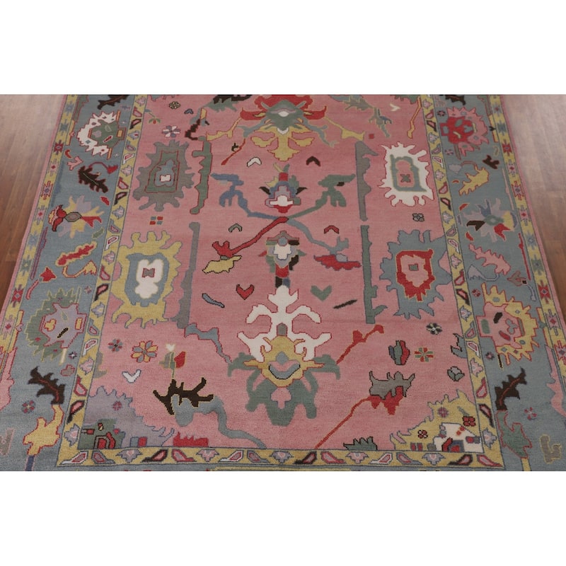Pink Oushak Indian Area Rug Handmade Wool Carpet - 9'0"x 11'10"