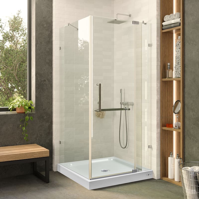 Fine Fixtures Frameless Shower Enclosure Hinged Glass Shower Door - Tempered Glass